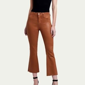 L’Agence Kendra Coated High Rise Crop Flare Jeans